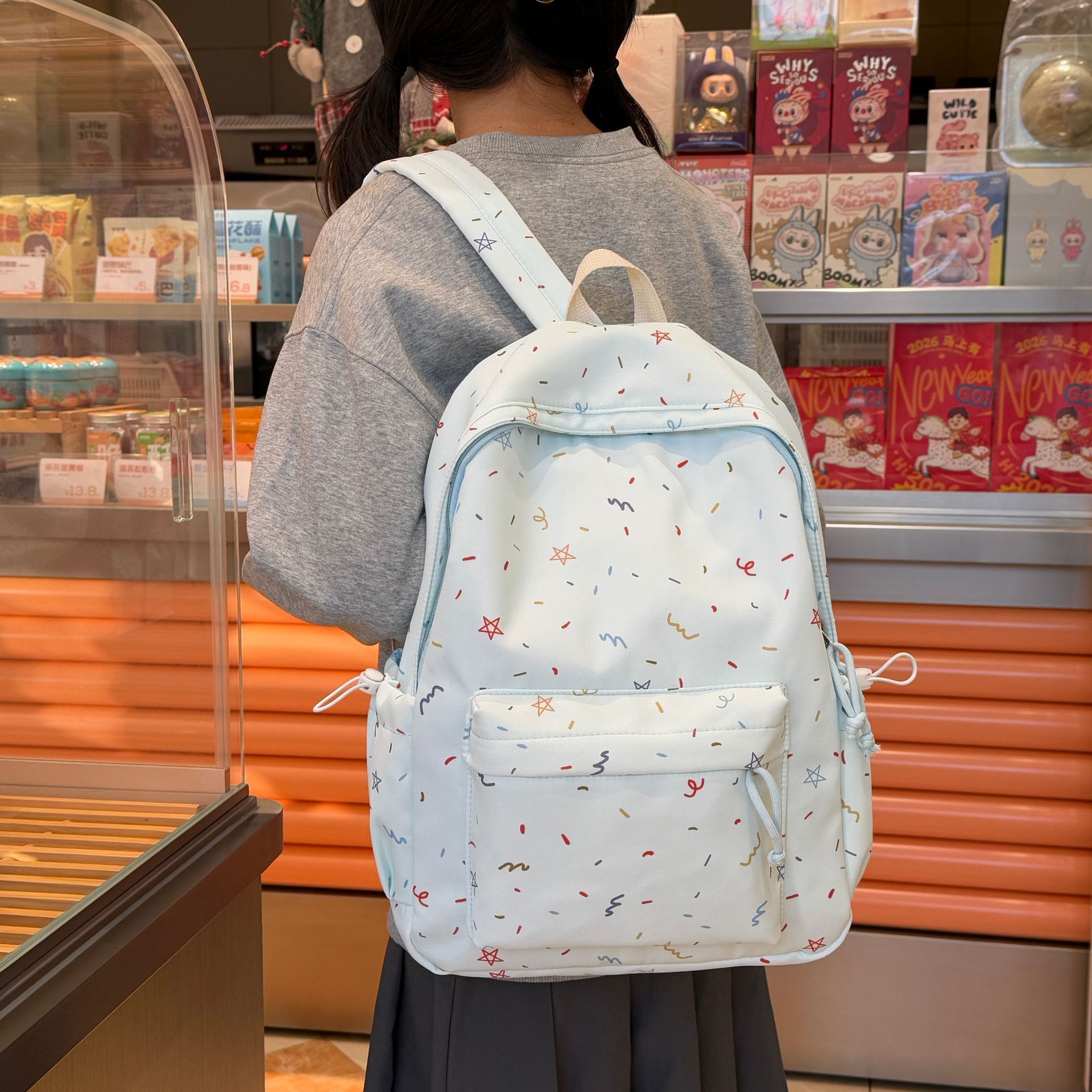 Large Capacity Backpack for Elementary School, Middle School, High School, and College Students, Casual Backpack, Travel Cute Student Bag, Striped Pattern