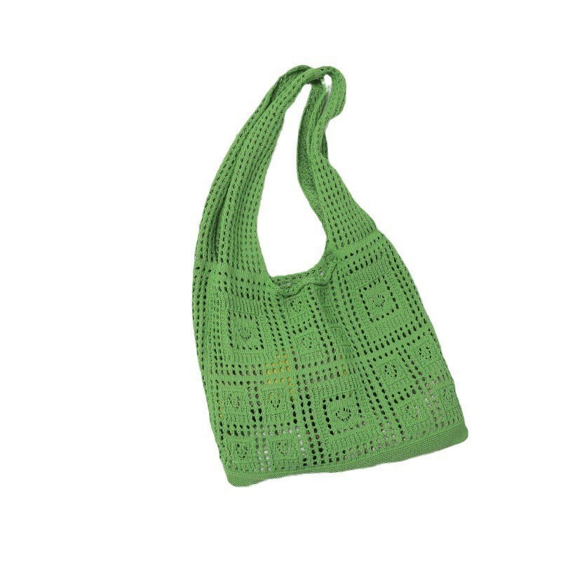 Knitted bag vintage mesh hollow simple woven bag women's bag shoulder bag wool handbag shopping bag