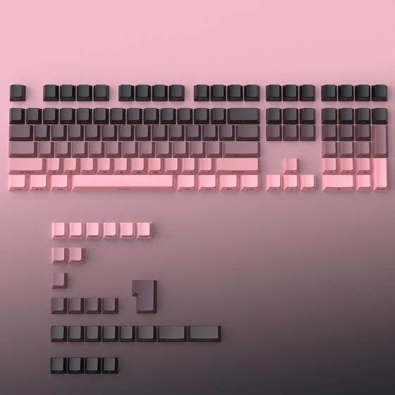 in stock cross-border wholesale black rose gradient side engraved luminescent 134 key small full set of 0EM height PBT material double color