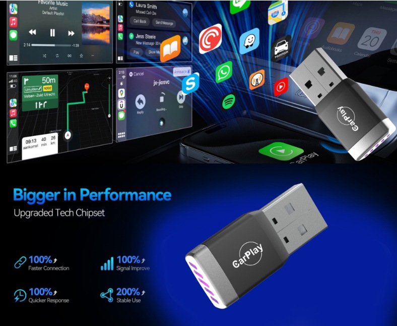 Wireless Carplay Car USB 2-in-1 Apple Android Auto 2-in-1 Screen Projection Overseas Youtube Interconnection