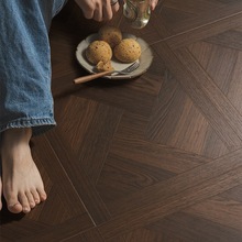 中古风艺术拼花强化复合木地板黑胡桃法式棋盘格拼花家用地板耐磨