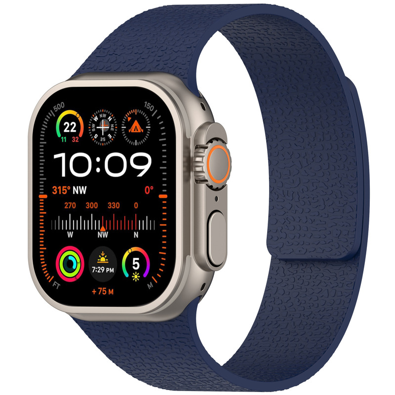 Apple iWatch S9 Ultra、S10、S11対応、ライチ柄シリコン製マグネット式腕時計バンド、ソフトマグネットダブルセクション|undefined