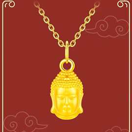 越南沙金佛头吊坠复古个性男女款高货挂坠珠珠链小众设计感锁骨链