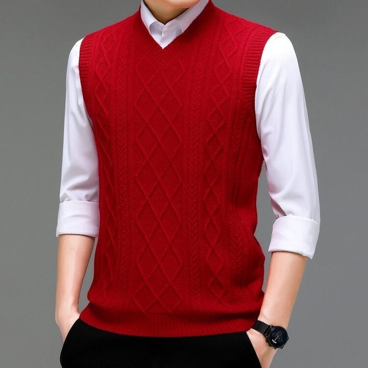 New thickened sleeveless vest sweater for men, knitted sweater vest, warm knitwear, casual style New thickened sleeveless vest sweater for men, knitted sweater vest, warm knitwear, casual style