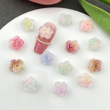 ins新款软陶双色细闪玫瑰花美甲饰品夜光百搭手工diy耳钉发夹配饰