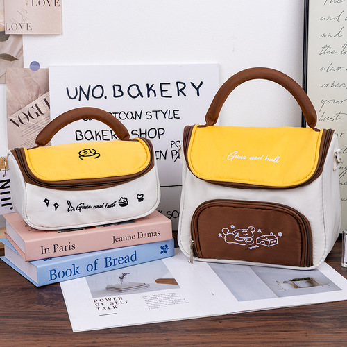 Ins Simple Large Capacity Handbag Storage Bag Student High-Quality Aesthetic Stationery Pen Case PU Portable Travel Wash Bag Storage Bag