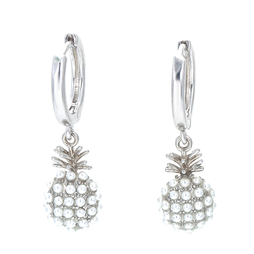 Zircon Inlay Material Simple Style Fruit Copper Plating Zircon Earrings 1 Pair
