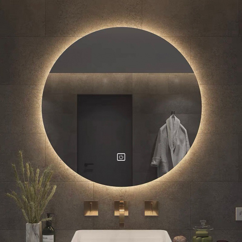 Espejo redondo inteligente de baño antifiebla espejo táctil con lámpara espejo de baño colgado en pared antifiebla espejo de maquillaje LED luminoso