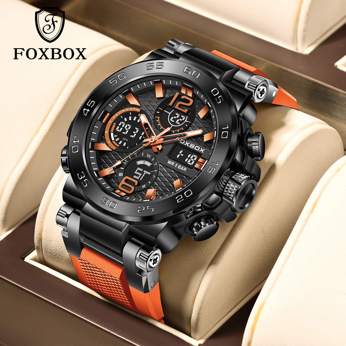 FOXBOX / LIGE transfronterizo nuevo reloj deportivo multifuncional impermeable nocturno doble reloj electrónico 0077