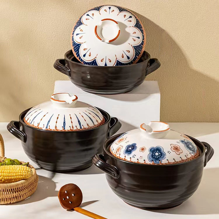 摩登同款日式粗陶砂锅家用耐高温防干烧炖锅明火浅式煲仔饭陶土锅
