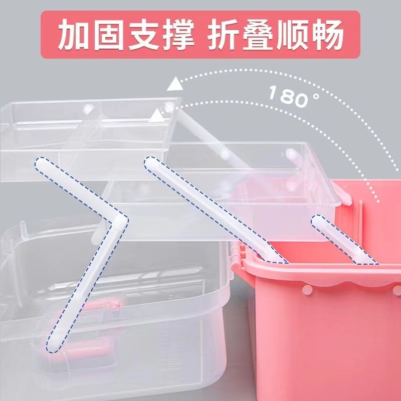 三層収納ボックス整理文房具収納ボックスデスクトップ折りたたみポータブル女の子子供玩具グーカードセット|undefined
