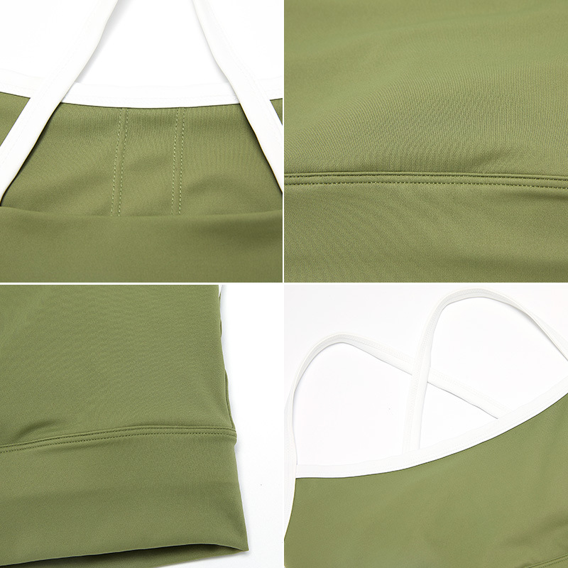 Gran venta, chaleco no reembolsable, sujetador deportivo cruzado con cuello en U, estilo de chaleco, ropa de yoga desnuda, ropa íntima para correr que absorbe los golpes