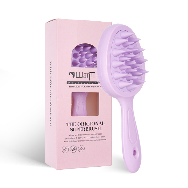 핸들 샴푸 브러쉬 - 보라색 opp 가방