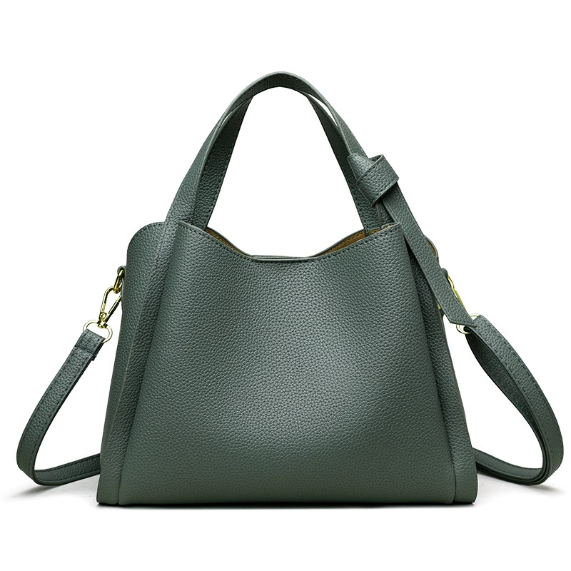 Shoulder Purse Bucket Bag, genuine leather, 26×14×20 cm, one-shoulder & crossbody strap