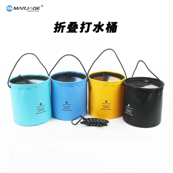 Outdoor Fishing Tackle Box Multifunctional Fishing Gear Storage Bucket with 5m Ropes for Small Items, Live Fish Bucket, Foldable Water Bucket