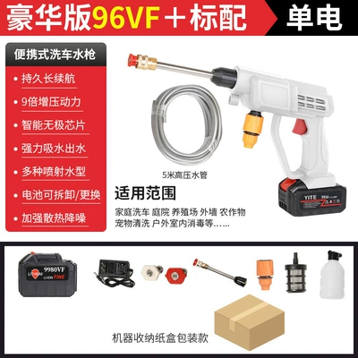 High pressure car wash water gun: Battery Car Wash Tool, Direct Sales - high-pressure-water-gun-white-15-electric-96hv-e-commerce-packaging