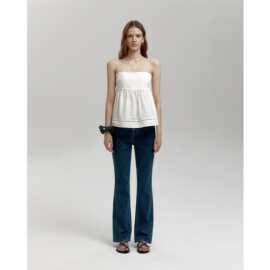 现 2026夏季新款韩国设计师sh*p m气质复古微喇修身牛仔裤