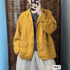 秋季新款西服外套 文艺风气质通勤加里衬休闲开衫上衣女9587