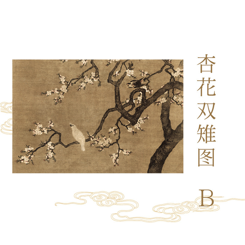 中世スタイルのリビングルームのソファの背景の壁の装飾絵画レトロな研究吊り絵画新しい中国の宋王朝の美的花と鳥の壁画|undefined