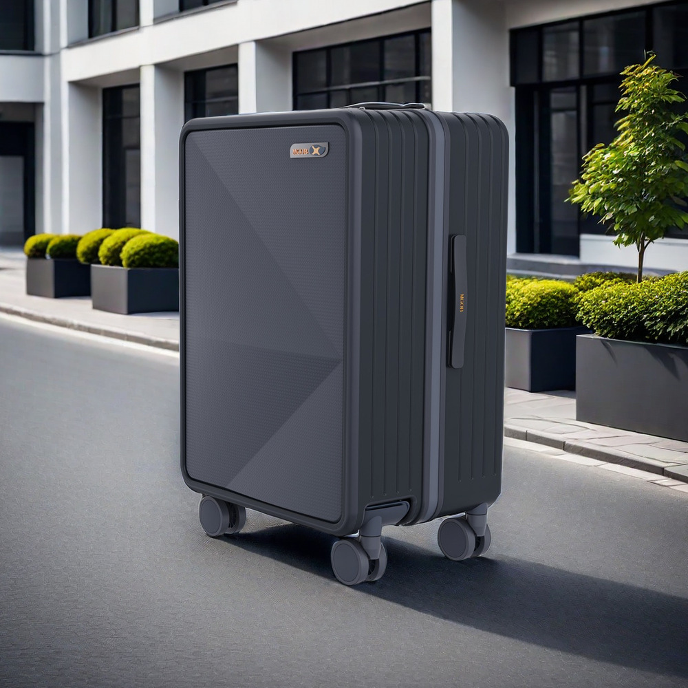 Vali nhựa PC size cabin 20 inch chống va đập, khóa số TSA, xách tay máy bay — Màu đen