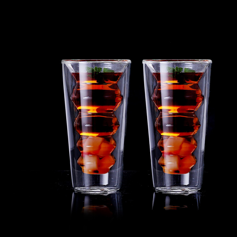 Espiral creativo forro de doble capa Copa de whisky Copa de vino vidrio Hogar personalizado aislado de doble capa de agua