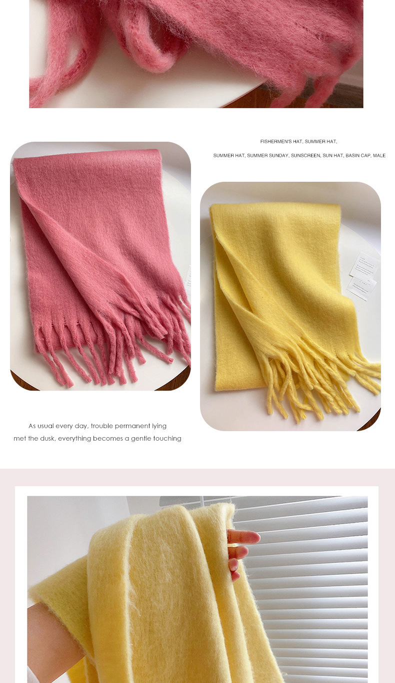 Fluffy Solid Scarf For Women Warm Winter Cashmere Style Shawl_voghion.com