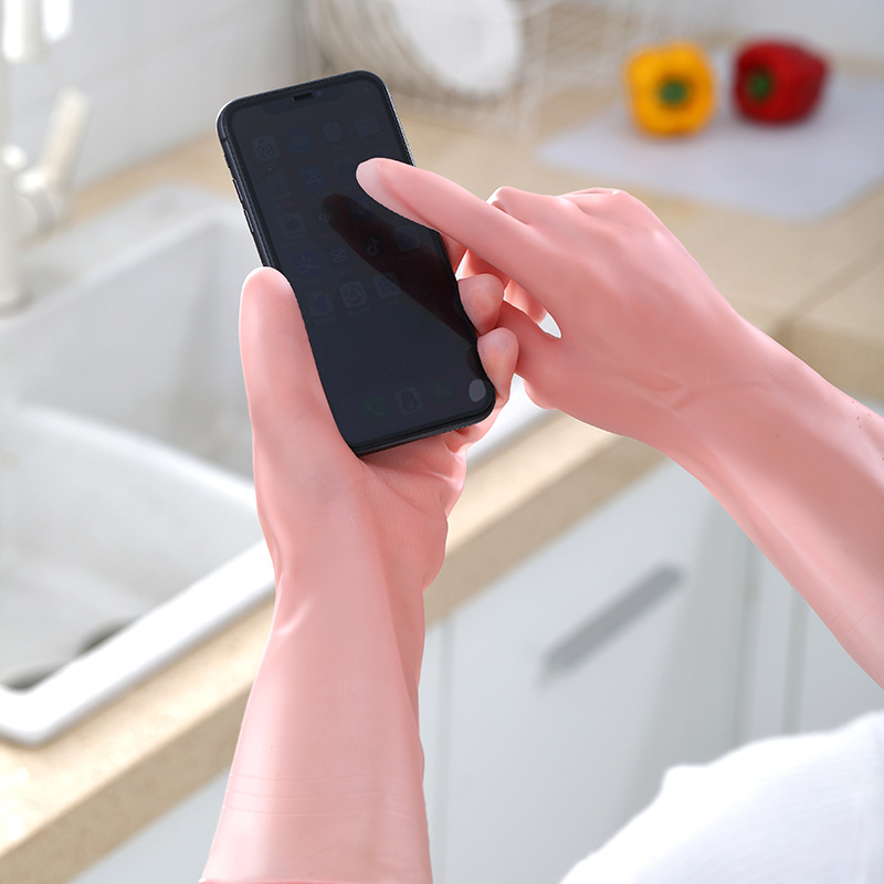 Longs gants de ménage imperméables en caoutchouc pour cuisine_voghion.com