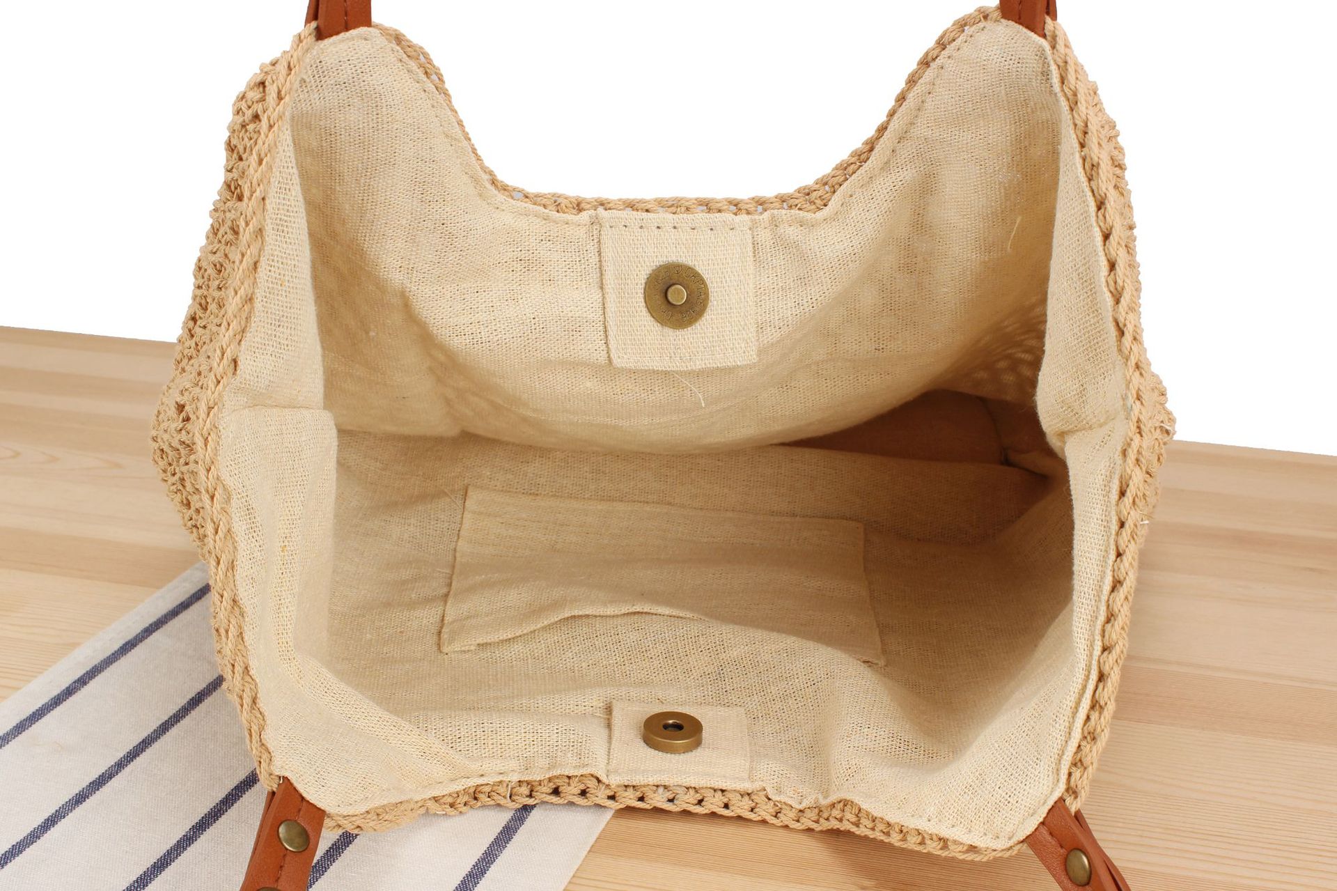Spring&Summer Season Women's Vacation Beach Solid Color Cotton Shopping Bags