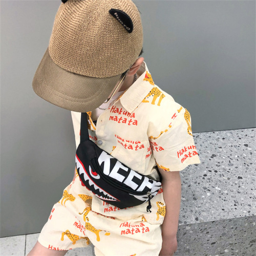  New Boys Crossbody Chest Bag Kindergarten Kids Cartoon Cute Shark Bag Boys and Girls Travel Canvas Bag