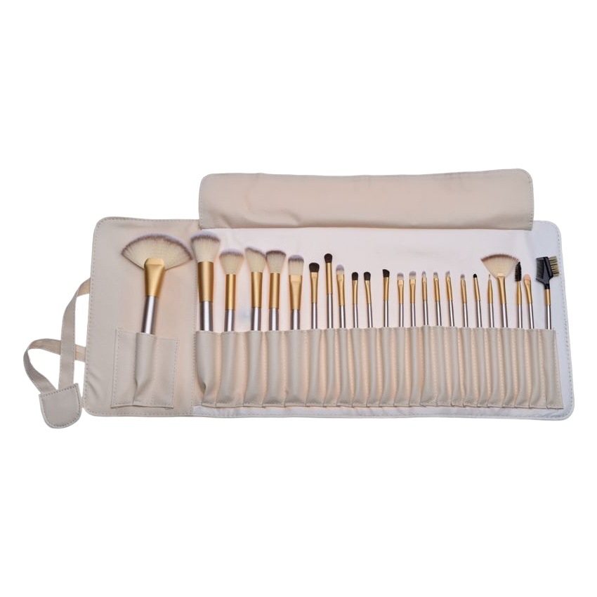 Venta caliente transfronteriza 12 piezas 18 piezas 24 piezas cremoso-blanco maquillaje cepillos traje champán color maquillaje herramientas fuente fábrica