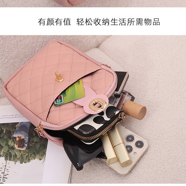 2023 새로운 링지 여성 가방 캐주얼 휴대 전화 가방 어깨 크로스 바디 가방 귀여운 토끼 잠금 작은 가방 도매 대외 무역