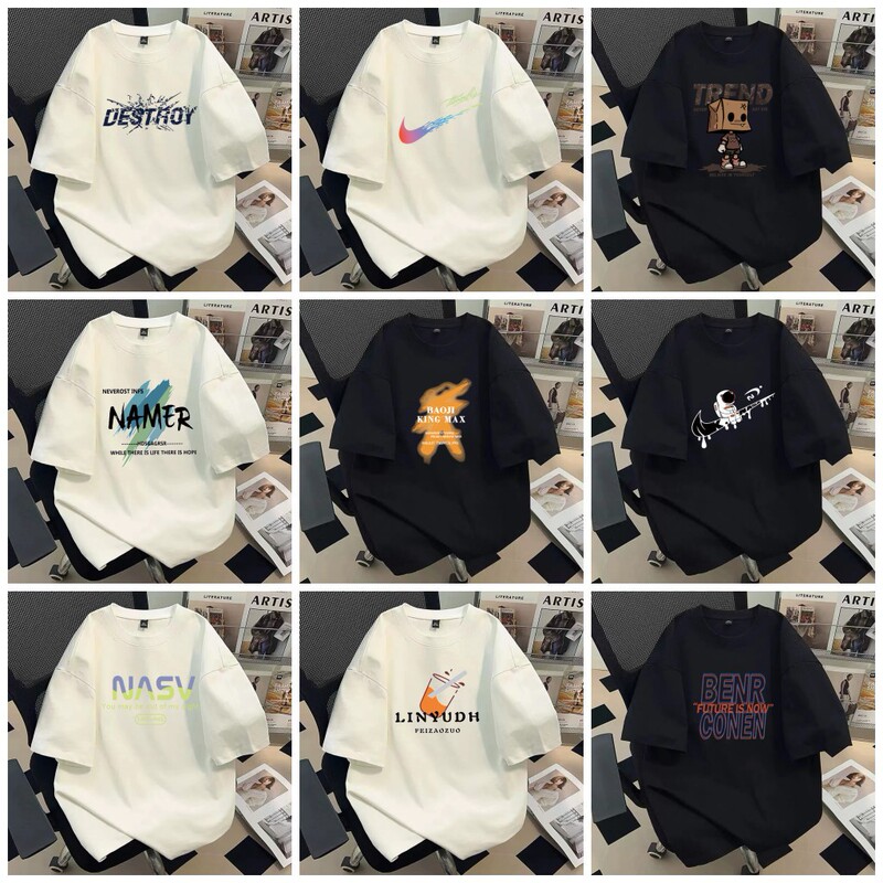 Men's summer T-shirt new student plus size short sleeve bottoming shirt Korean fashion men's pullover cotton top wholesale