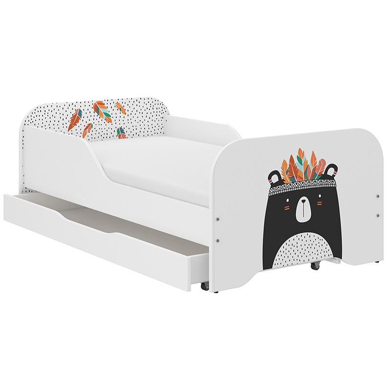 Simple cama para niños cama individual niños y niñas pequeño dormitorio con cajón de almacenamiento patrón de cama opcional