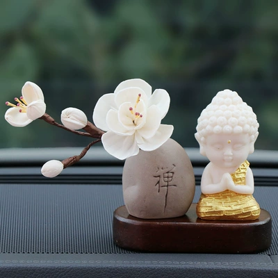 Gold Body Car Ornaments Car – Other Automotive Interior Supplies - golden-buddha-base-magnolia-flower