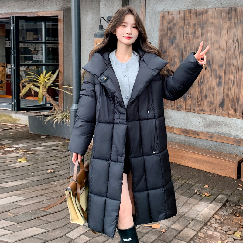 2024 invierno nuevo estilo coreano vintage relajado estilo de viento de pluma multigüedad abrigo de algodón de pluma media y larga ropa de pan mujer