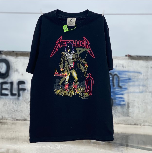 Vtg半袖男アメリカンヴィンテージマンソンセントレトロダークダーク欧米古いfogスタイルハイストリートtシャツ