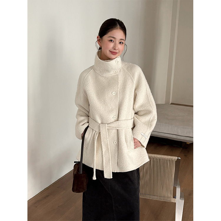 Tg Winter Atmosphere Circle Wool Double-Sided Woolen Outwear Women's 2025 New Stand-Up Collar Mid-Length Outwear 25970
