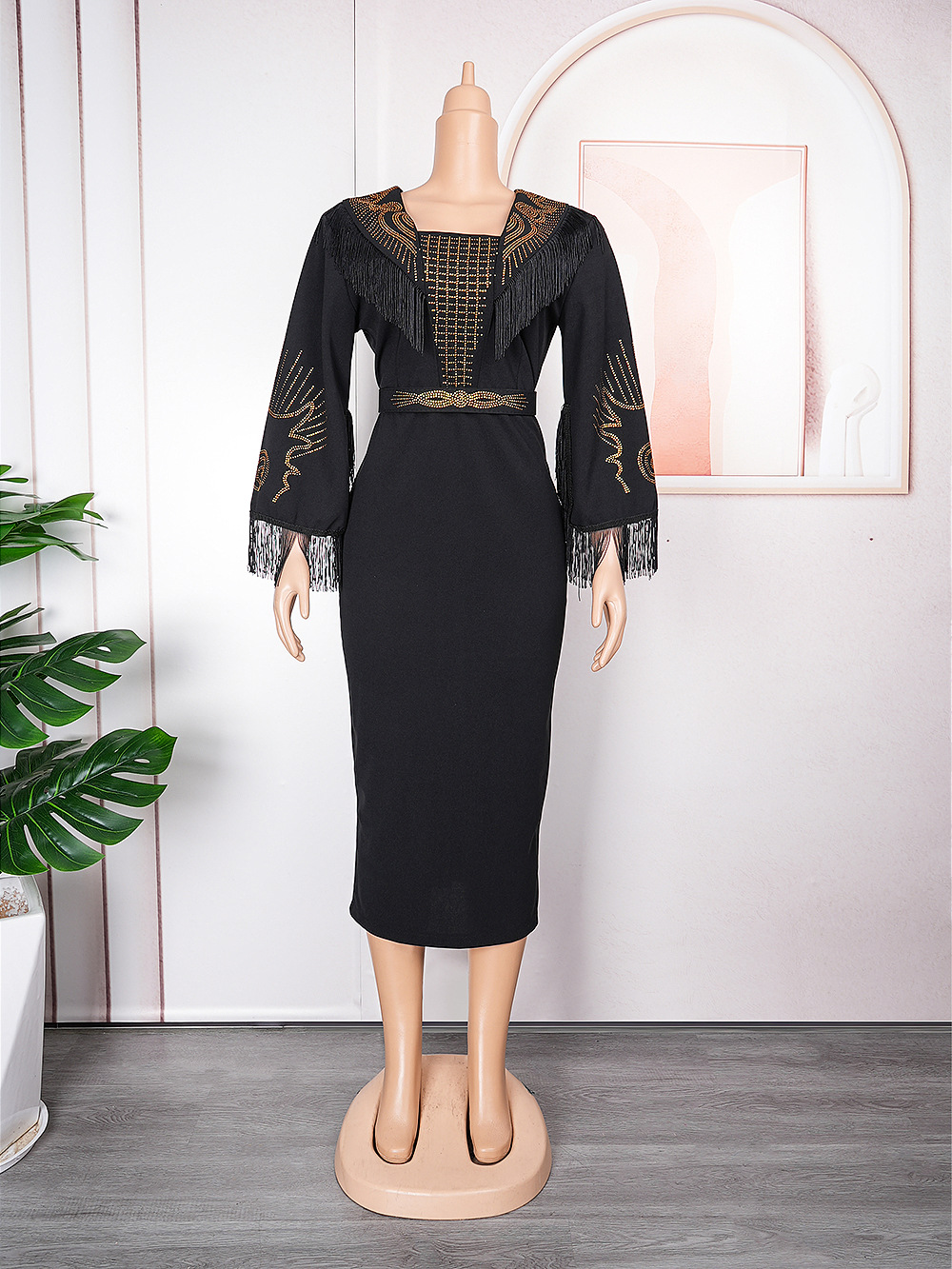 Women's Clothing plus size commuting tassel dress_voghion.com