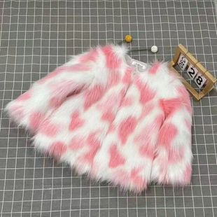23 Winter Children's fur coat girls' short faux fox fur thickened girls' Western style coat baby sweater