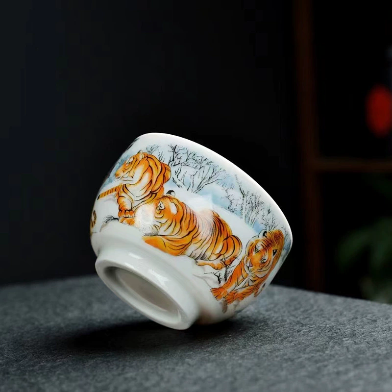 Big ceramic tea cup for home use, hand painting