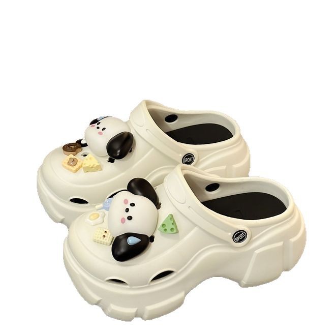 Zapatos con agujeros para mujer verano 2025 nuevo estilo de suela gruesa que pisa mierda, sandalias de uso exterior de hombre pequeño, sandalias de playa de fondo suave antideslizantes