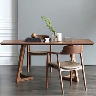 All Solid Wood Dining Table Rectangular Color Log Long Table Coffee Table Scandinavian Accessible Luxury Modern Simple Living Room Table and Chair Combination