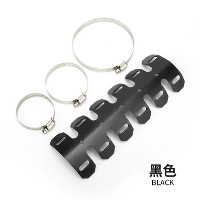 Motorcycle Off-Road Vehicle Exhaust Protective Cover Modified 2 Punch Keel Exhaust Pipe Guard Heat Sink Anti-Scalding Sheet (Motorcycle Safety Supplies) - black-motorcycle-exhaust-keel-short