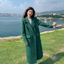 实拍冬季西装外套女2025年新款双面羊绒羊毛高级气质过膝毛呢大衣