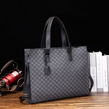 托特包男横款时尚百搭pu皮包潮斜挎手提包男士单肩包男士包袋代发