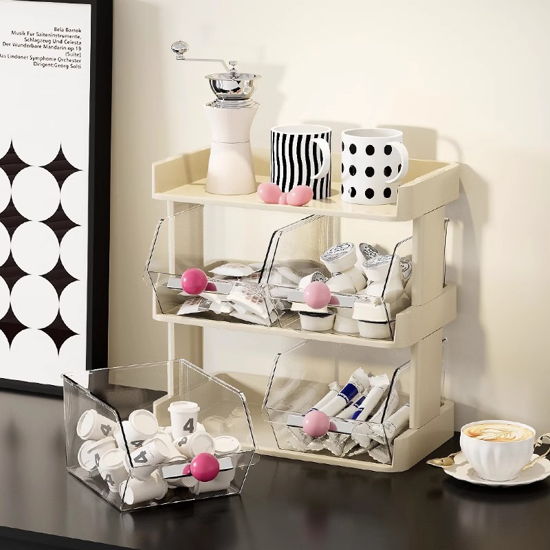 ドーパミン収納ラック多層ティーバッグラックオフィスティールームカプセルコーヒーカップラックデスクトップ引き出し収納ラック|undefined