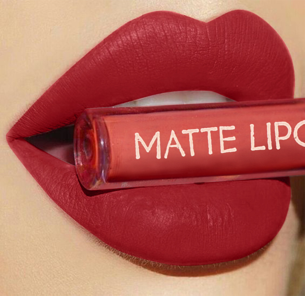 6-piece red matte lipstick set, liquid lipstick, waterproof, non-stick cup, lip gloss, velvet lip gloss, cross-border undefined