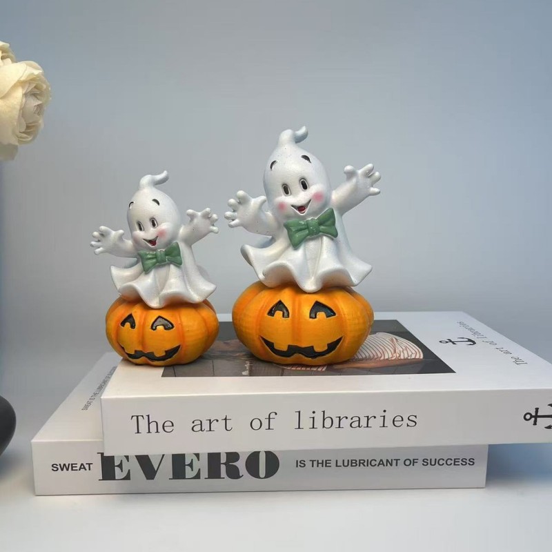 新しい国境を越えた外国貿易ハロウィンツリーゴーストハウスロッキングチェアホームデスクトップ装飾ゴーストカボチャ車の樹脂振り子|undefined
