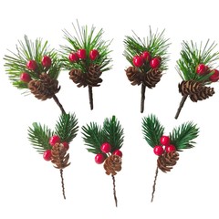 クリスマス装飾松の枝松葉シミュレーション松ぼっくり赤い果実ペンダント DIY アクセサリー包装ギフトボックスアクセサリー卸売