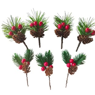Christmas Decorations Pine Branches Pine Needles Simulated Pine Cones Red Fruit Pendants DIY Accessories Packaging Gift Box Accessories Wholesale